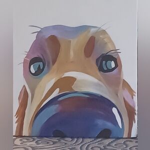 Original Acrylic On Canvas Colorful Dog Golden Retriever